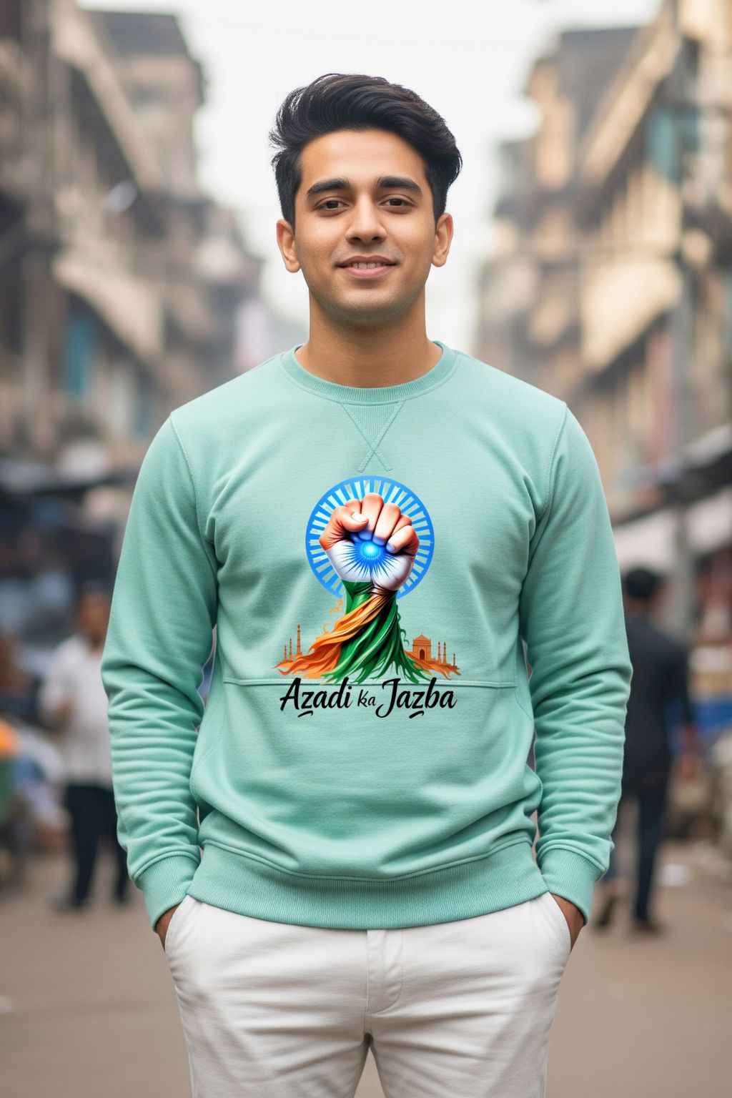 Azadi Ka Jazba Men’s Sweatshirt | Patriotic Festival Streetwear