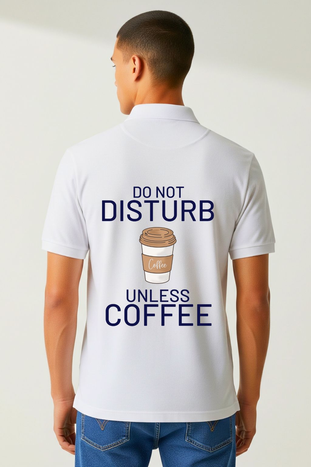 Back of ZUPPI "Introvert Loading" white t-shirt for men, featuring a humorous graphic print.