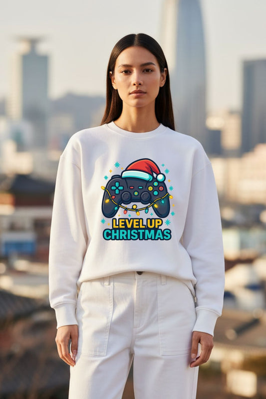 Level_Up_Christmas_White_Oversized_Sweatshirt