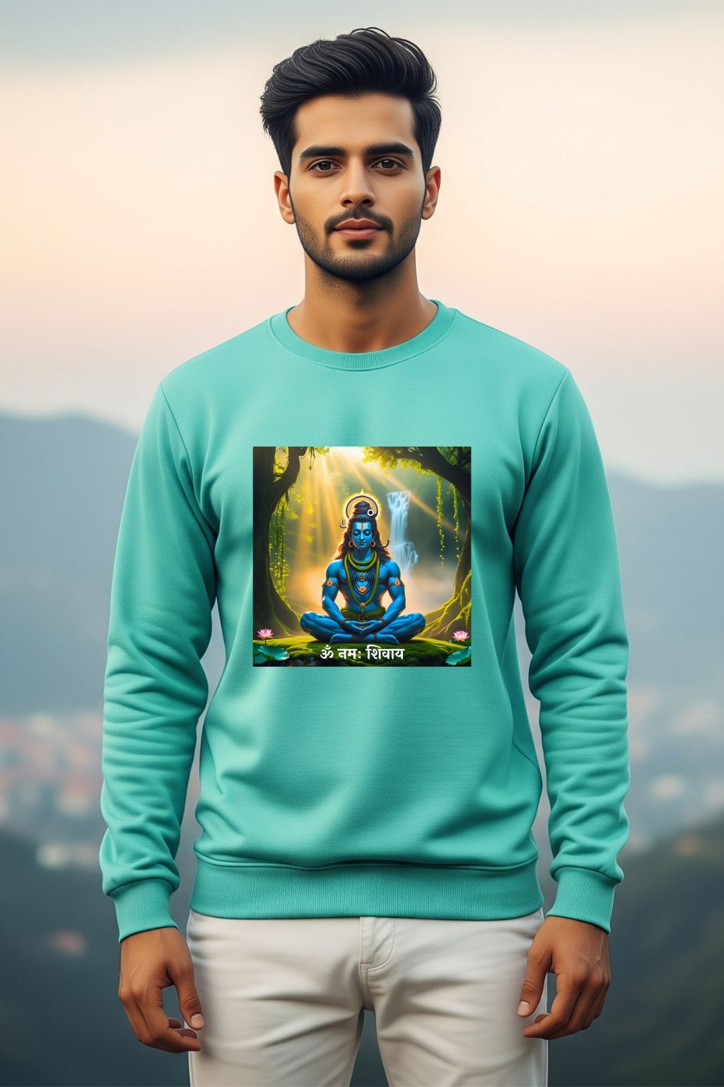 Peaceful Mind Divine Energy Sweatshirt for Men | Lord Shiva Meditation