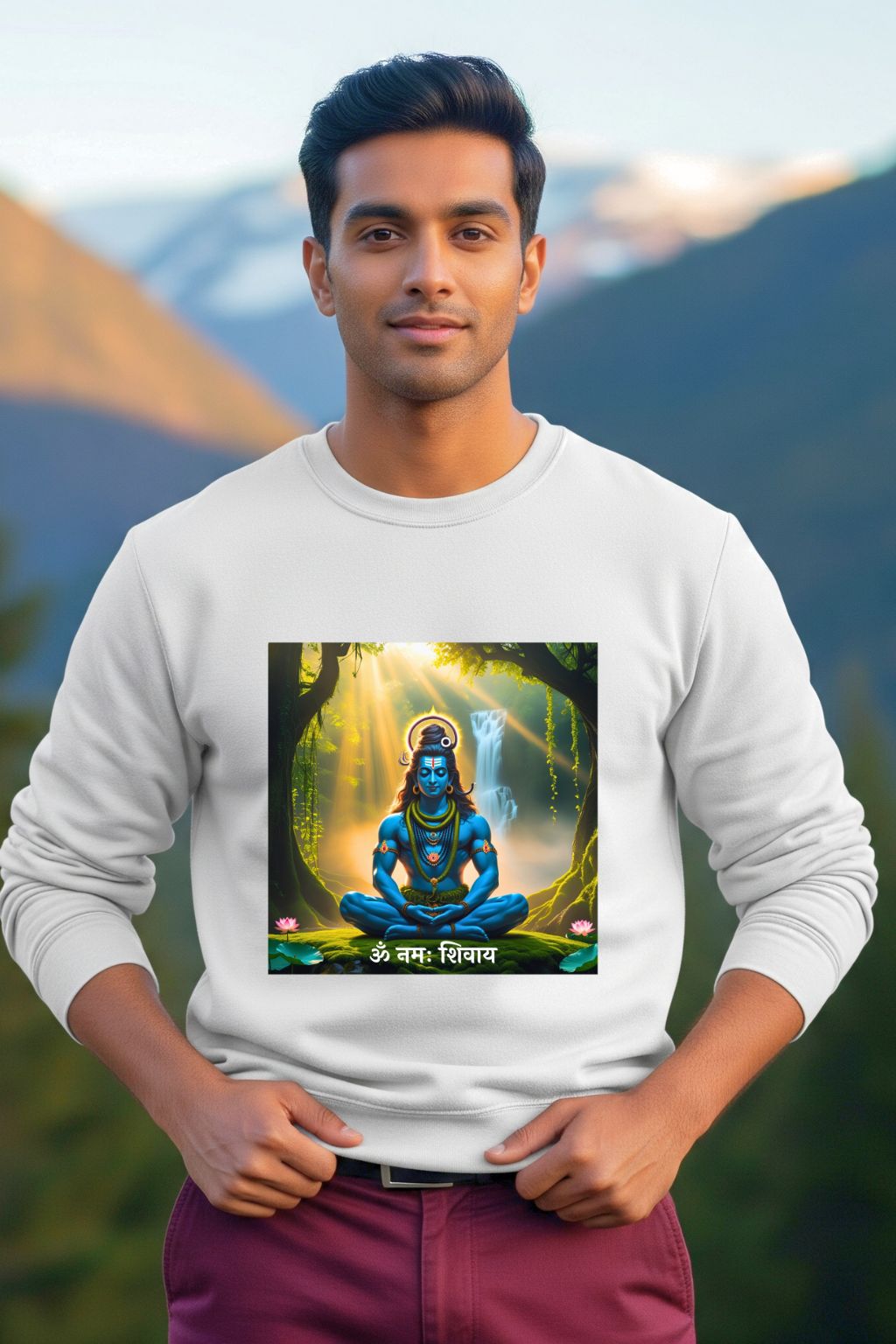 Peaceful Mind Divine Energy Sweatshirt for Men | Lord Shiva Meditation